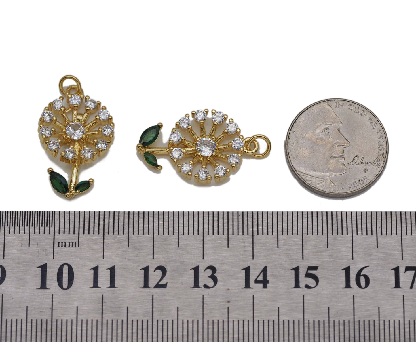 CZ Dandelion Flower Charm, Sku#LK630