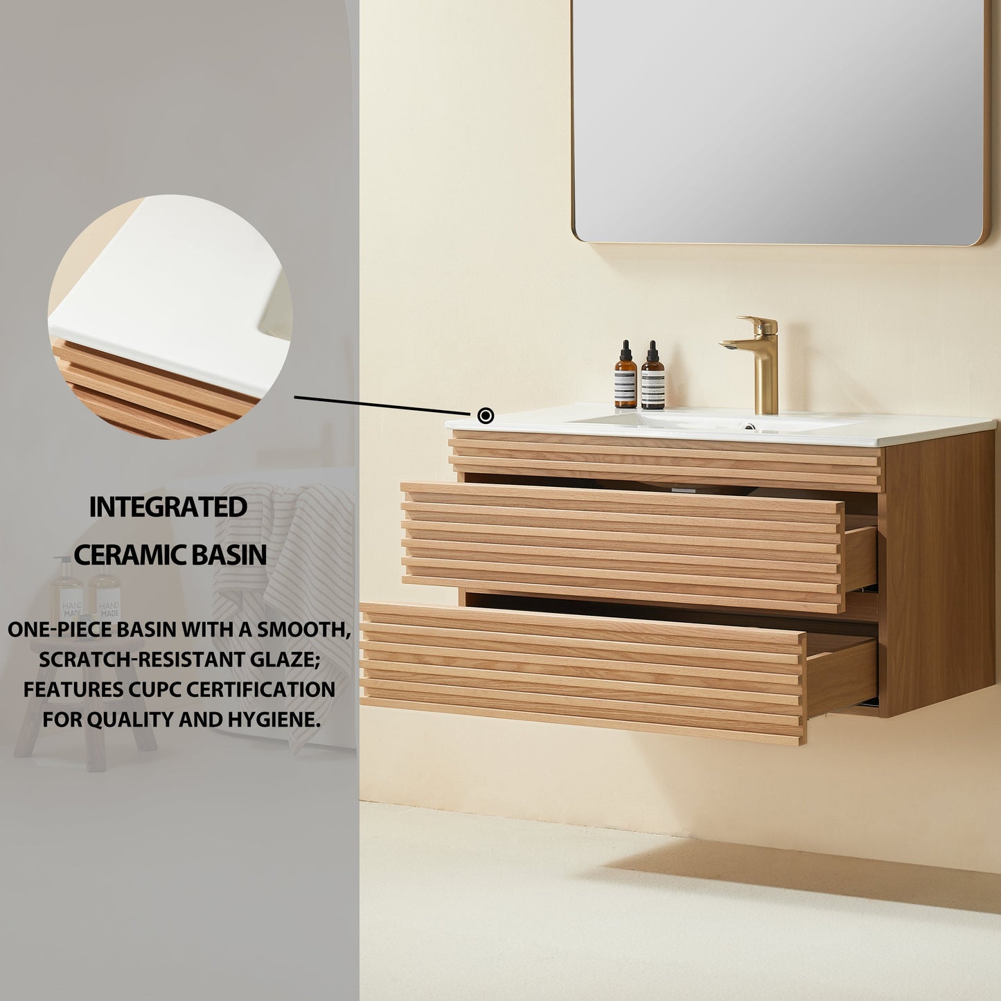 Pre-Assembled 36" Wall Mounted & Floating Single Vanity Cabinet