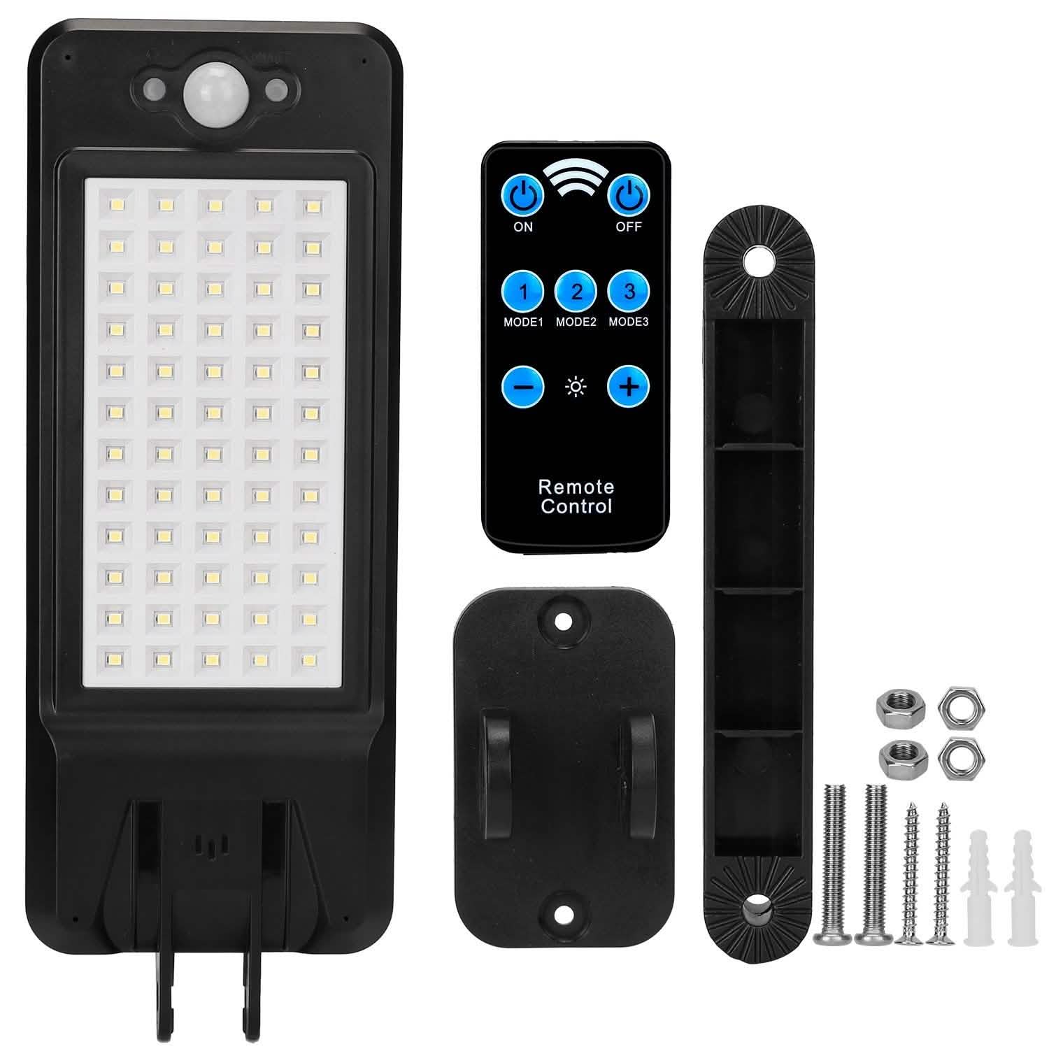 60LEDs Solar PIR Motion Sensor Remote Control Wireless Lamp