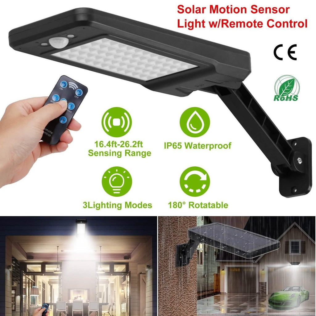 60LEDs Solar PIR Motion Sensor Remote Control Wireless Lamp
