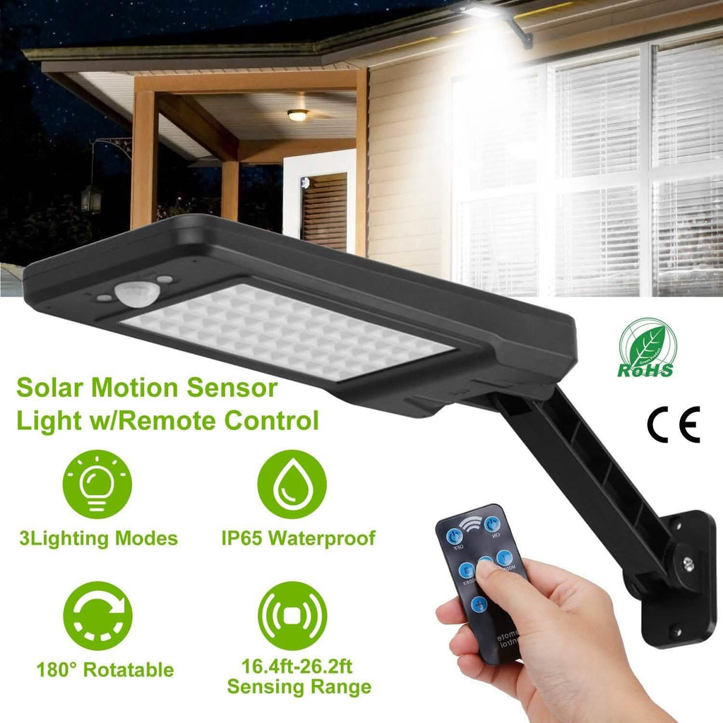 60LEDs Solar PIR Motion Sensor Remote Control Wireless Lamp