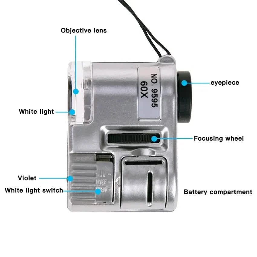 60X Handheld Magnifying Glass Mini Pocket Microscope