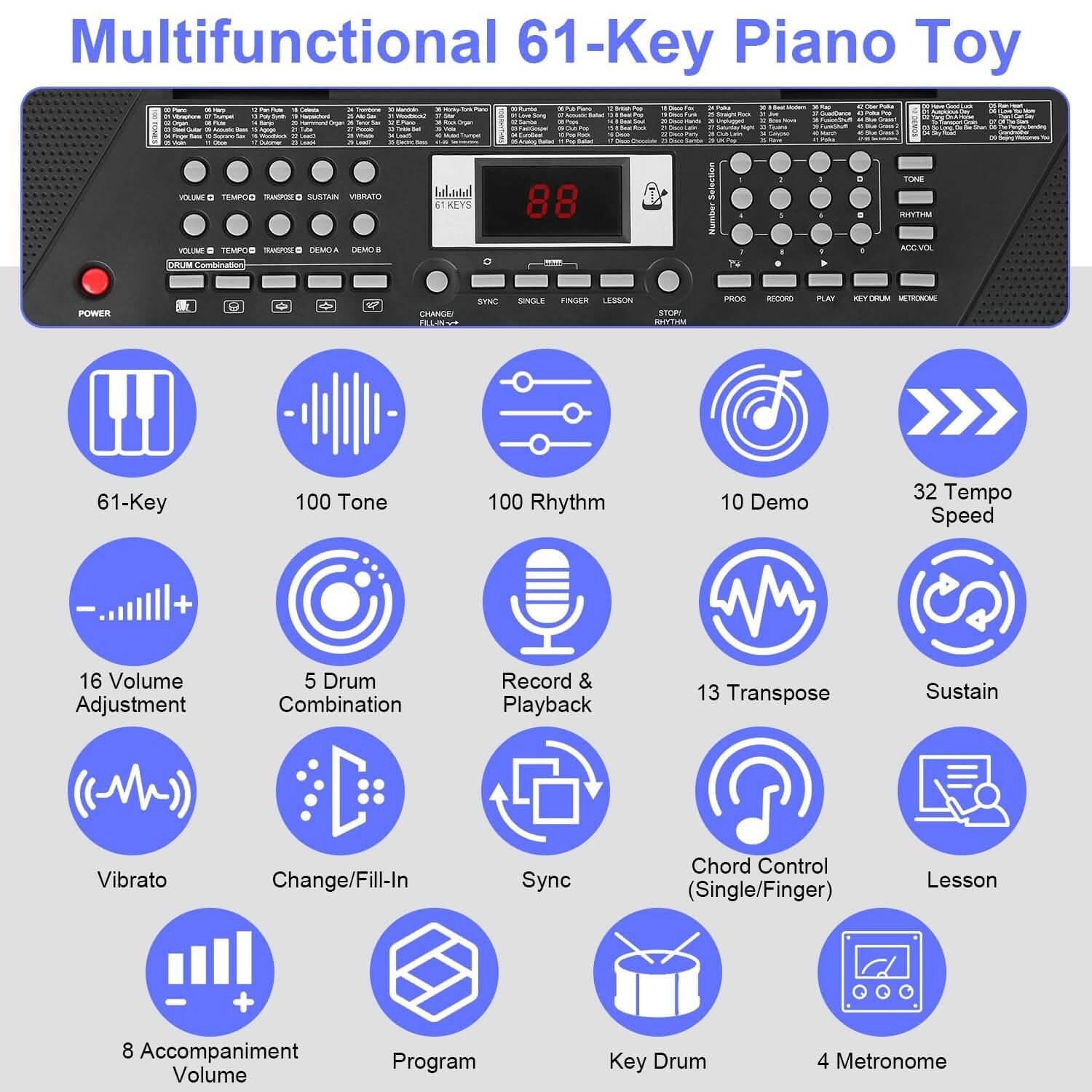 61 Keys Digital Music Keyboard Electronic Piano