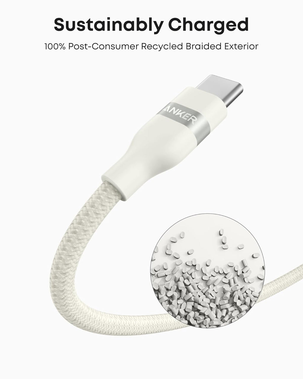 Câble Anker USB-A vers USB-C (0,9 m / 1,8 m, tressé recyclé)