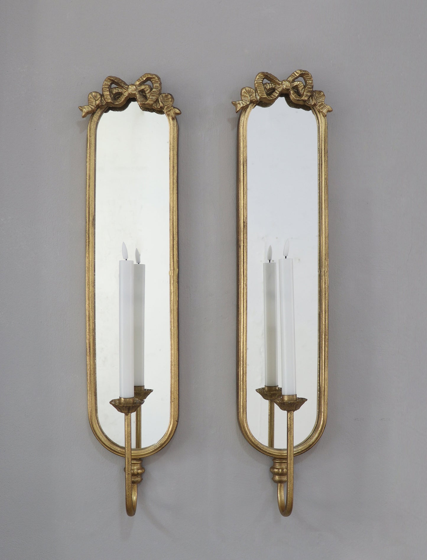 Set of 2 Bow-Top Mirrored Sconce