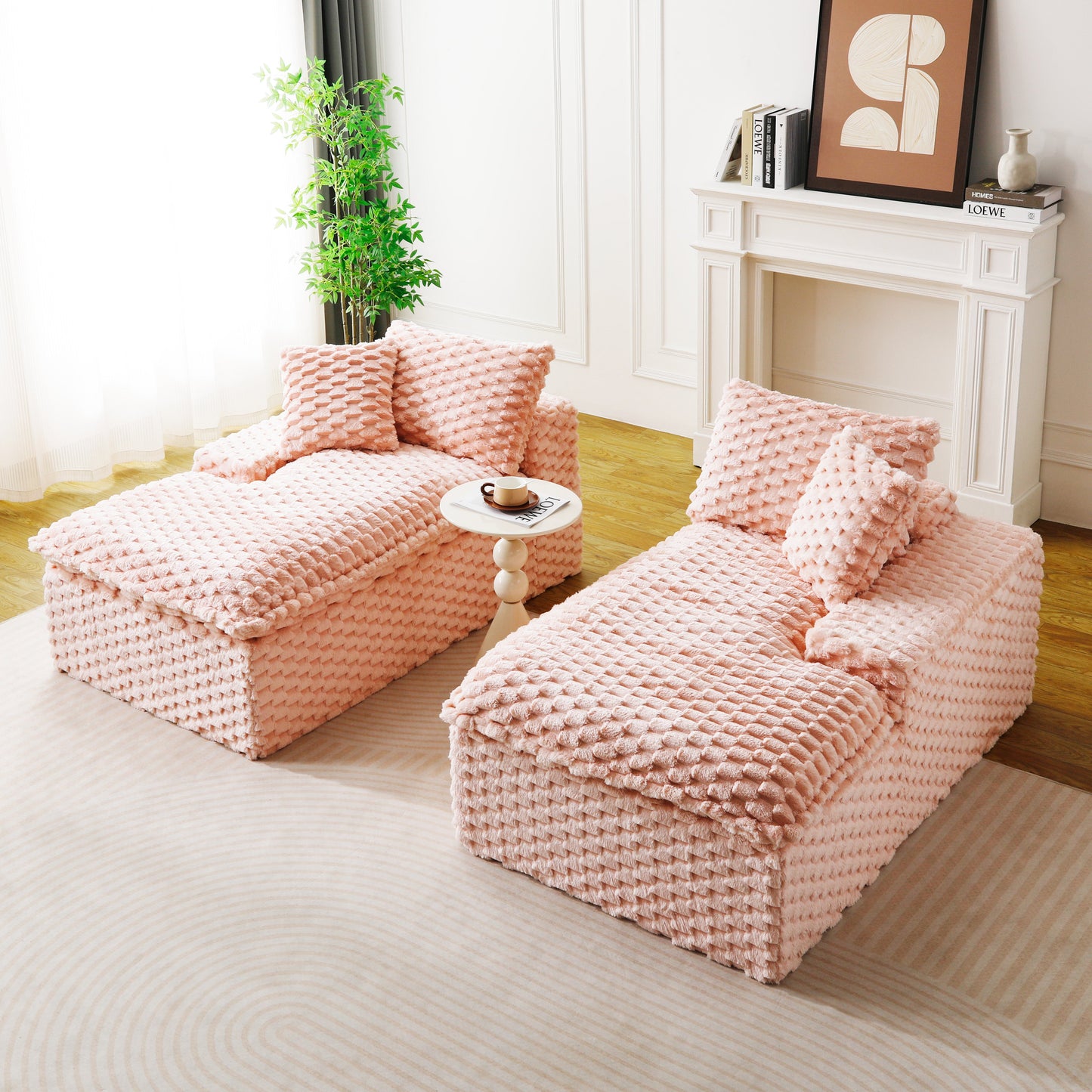 Pink Turtle Velvet Double Chaise Lounge