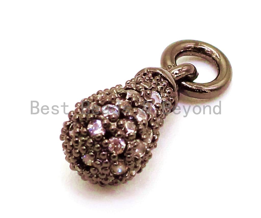 CZ Micro Pave Teardrop Shaped Dangle Charm, Cubic Zirconia Egg Charms&Pendants, Pave Dangle Charms, 5x8mm/10x8mm, sku#G96