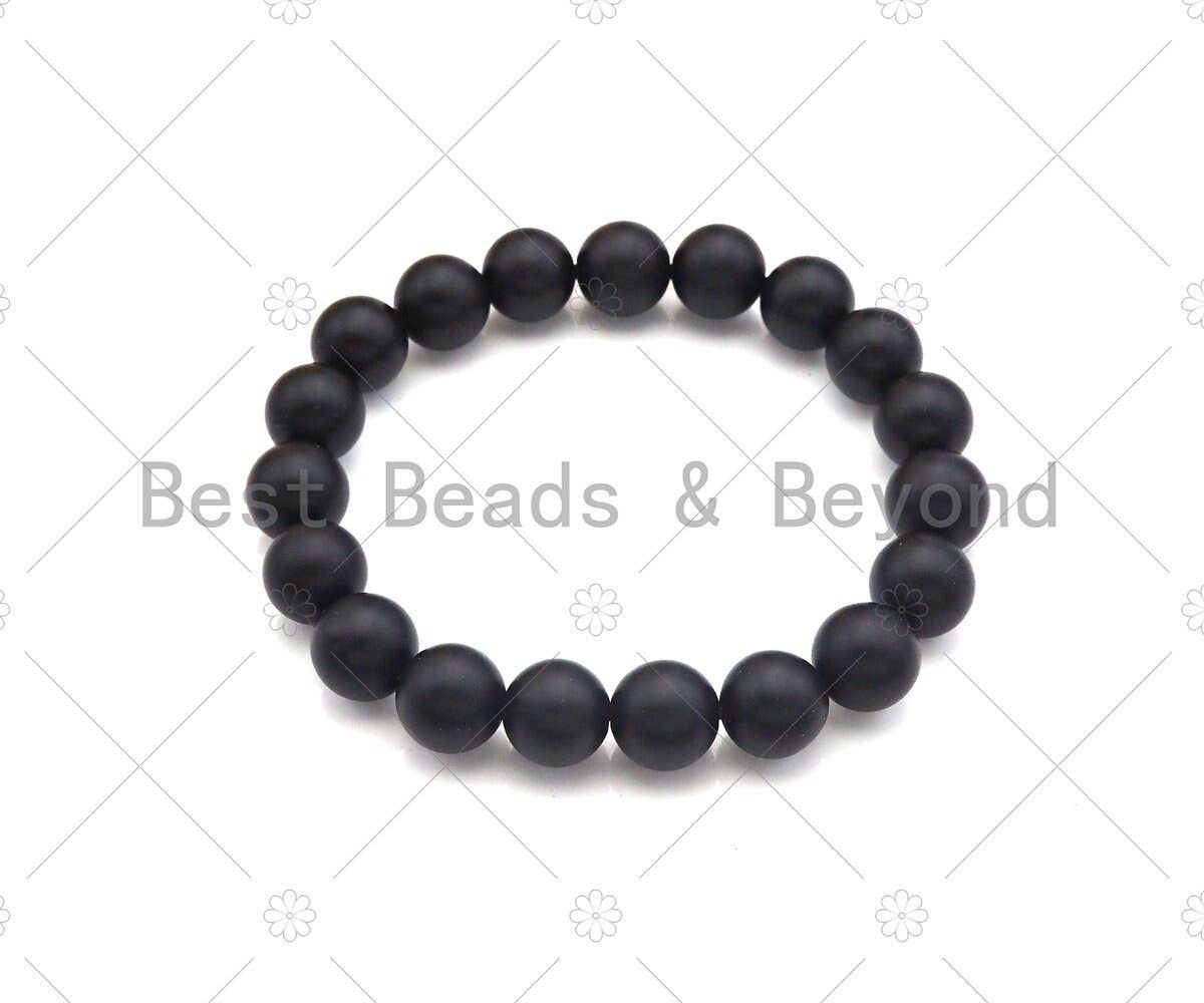 Natural Matt Black Onyx Stretchy Bracelet