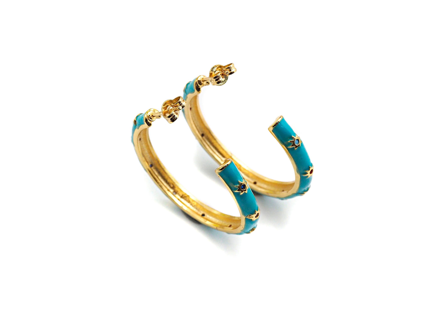 Enamel CZ Around Hoop Earring, sku#J152