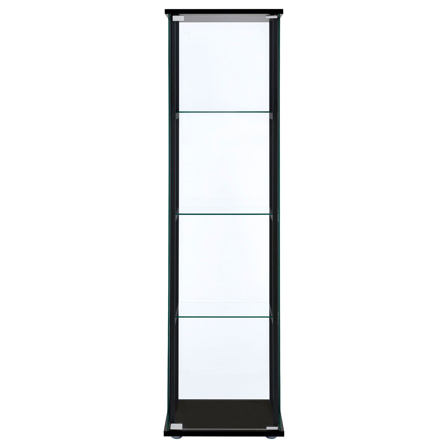 Cyclamen 4-shelf Clear Glass Curio Display Cabinet Black