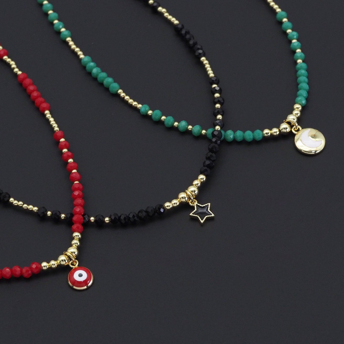 Gemstone Gold Spacer beaded Necklace, sku#O118