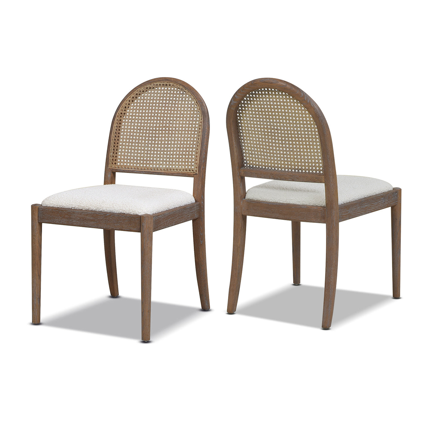 Panama 18.5" Curved Cane Rattan Side Dining Chair, Set of 2