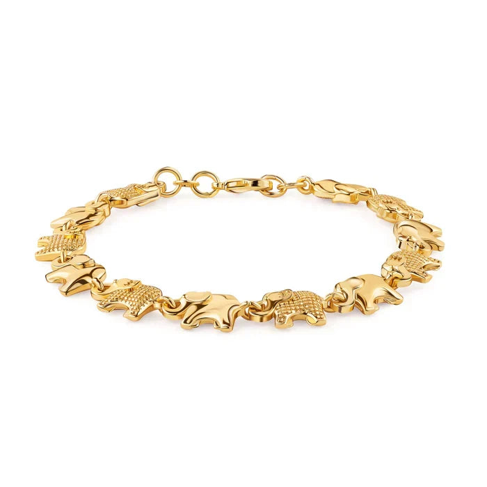 RMZ GOLD NYC 18K Gold Plated Elephant Anklet For Women 10''
