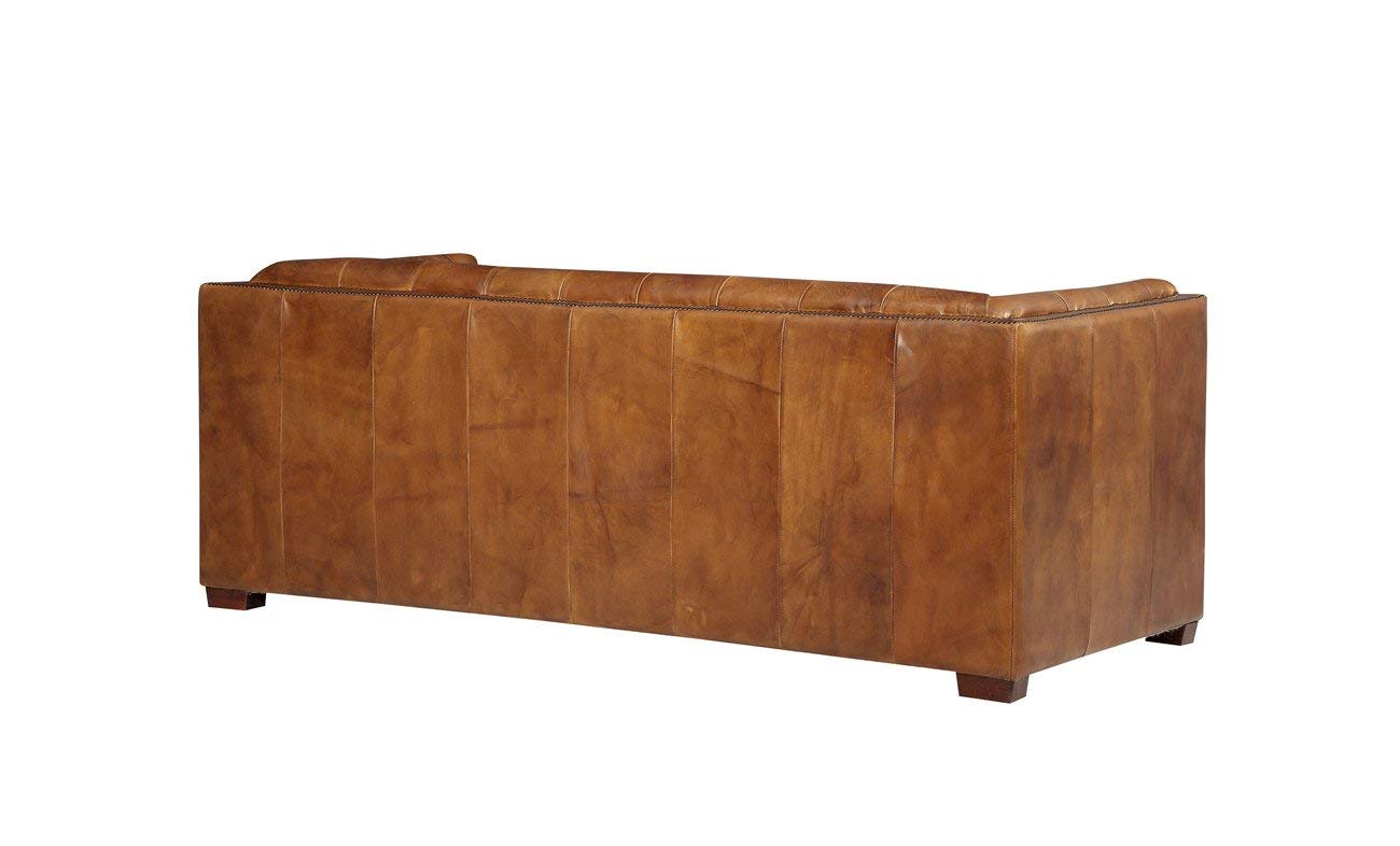 Tuxedo Leather Sofa - Light Brown