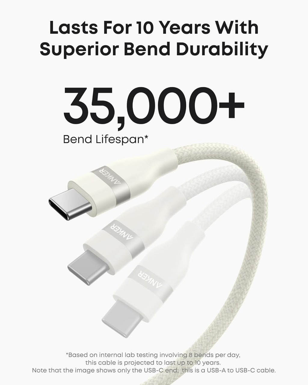 Câble Anker USB-A vers USB-C (0,9 m / 1,8 m, tressé recyclé)