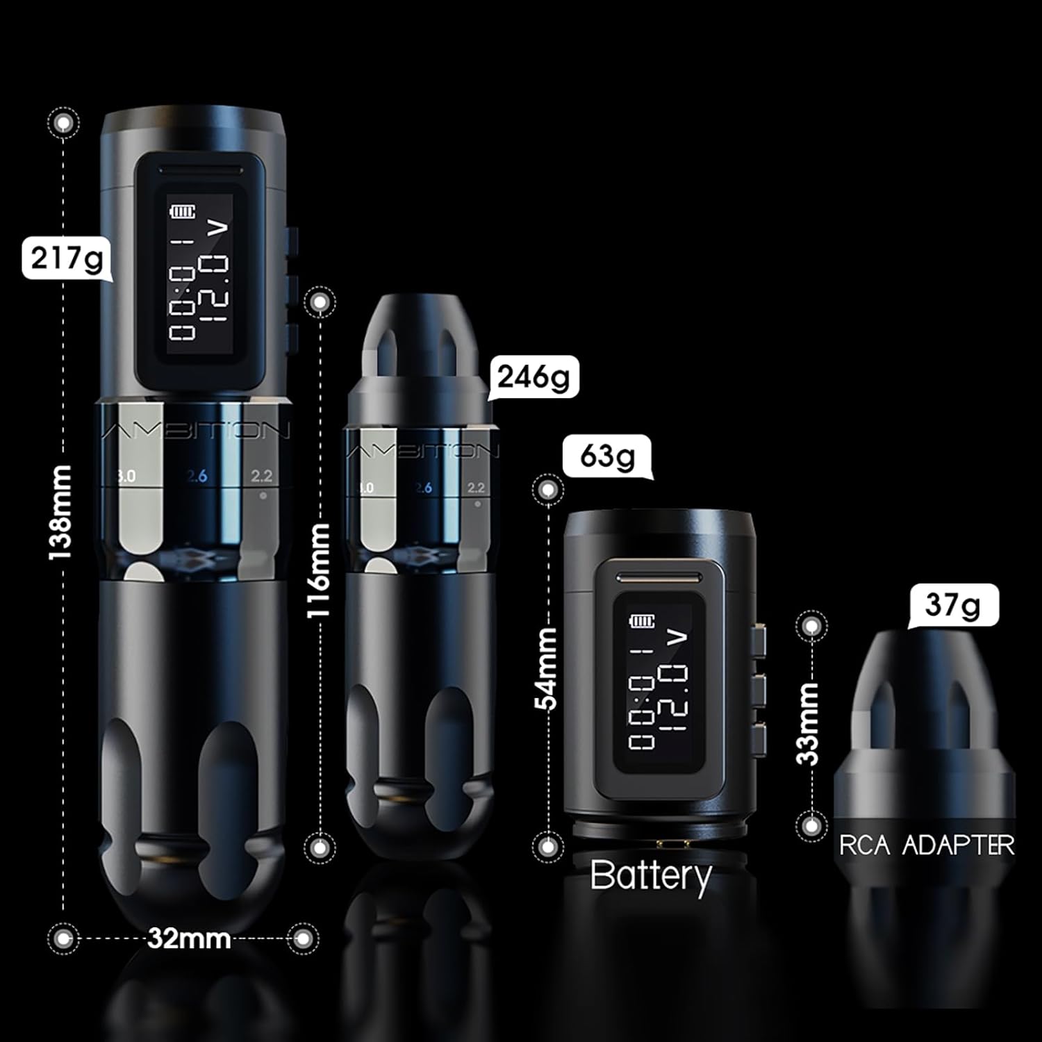 Ambition MARS-U Wireless Tattoo Machine with Adjustable Stroke