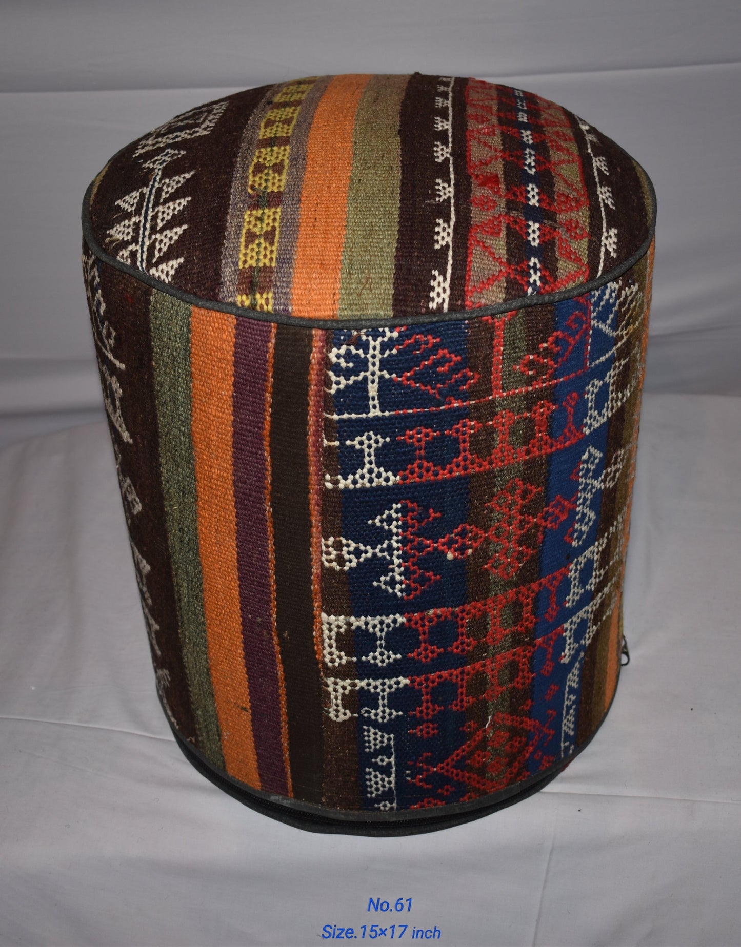 One of a Kind Kilim Rug Pouf Ottoman foot stool - #61