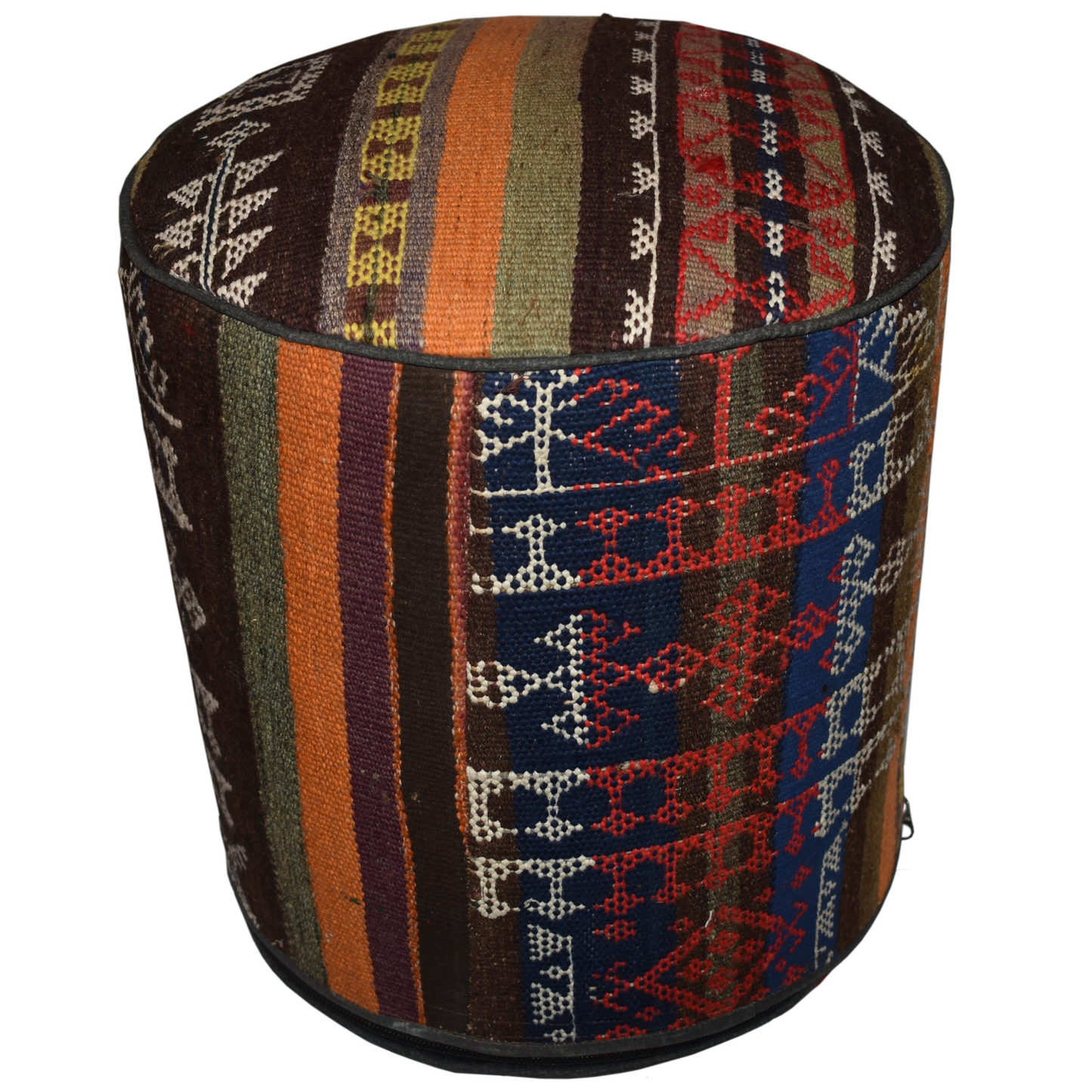 One of a Kind Kilim Rug Pouf Ottoman foot stool - #61