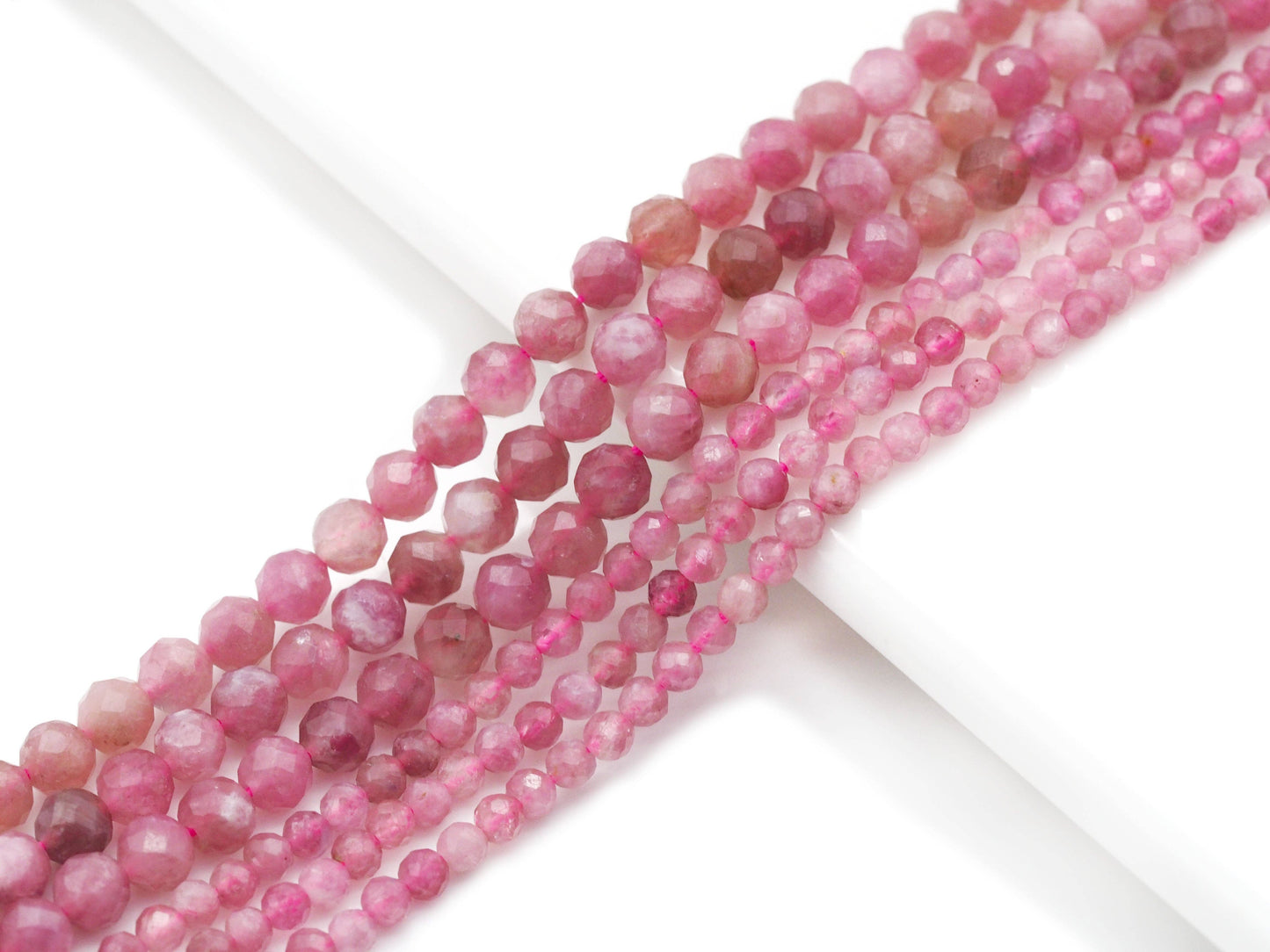 Genunie Pink Tourmaline Round Faceted Beads, Sku#U1400
