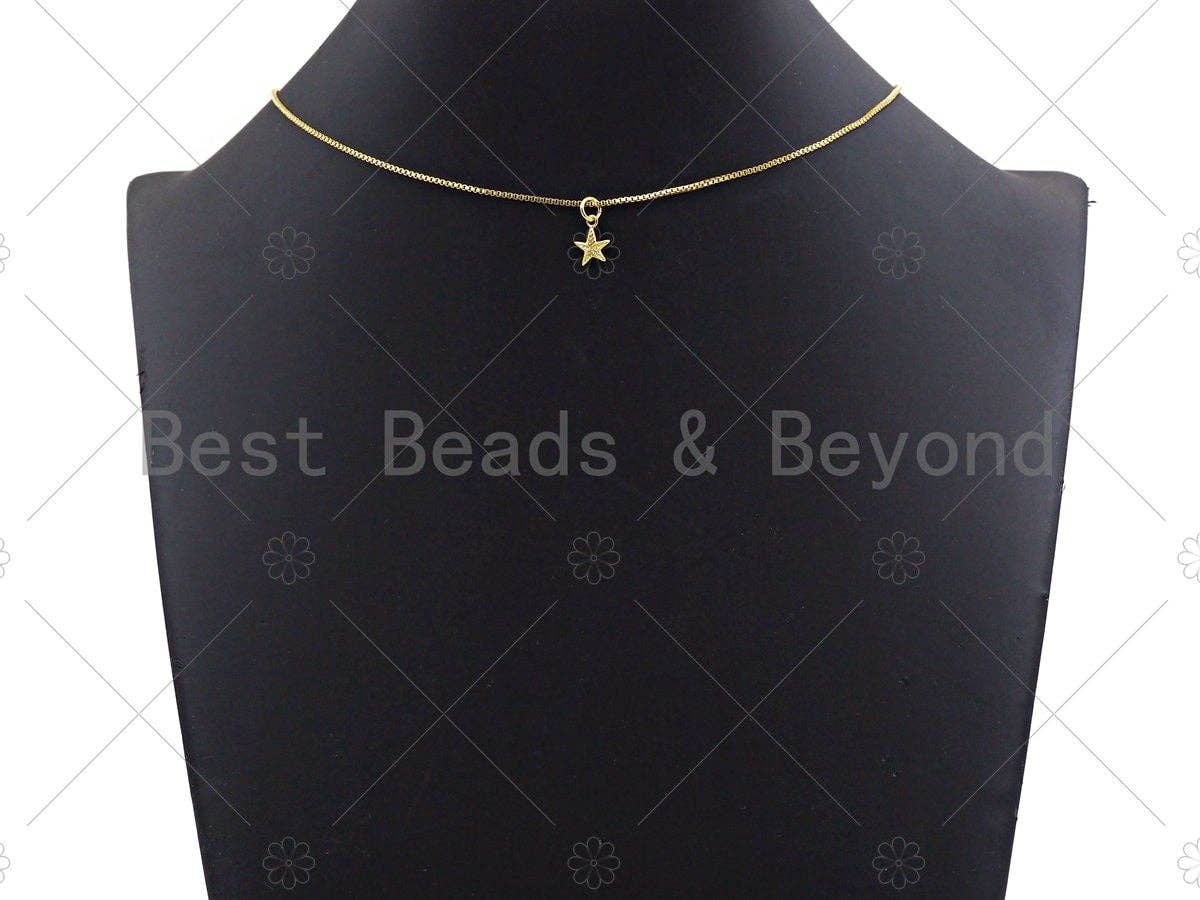 2pc Dainty Texturized Five Point Star Pendant/Charm, Bracelet Necklace Cubic Zirconia  Star Pendant Charm, 8x10mm,sku#Z1232