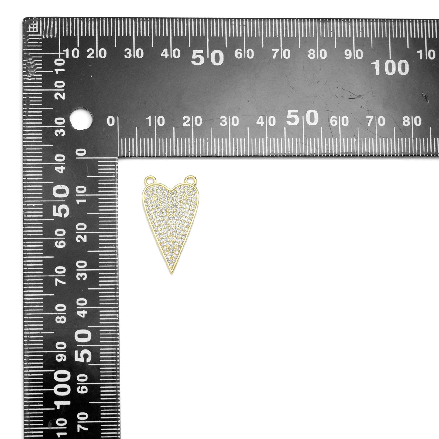CZ Pave Point Heart Shape Connector Charm Pendant, Sku#LK959