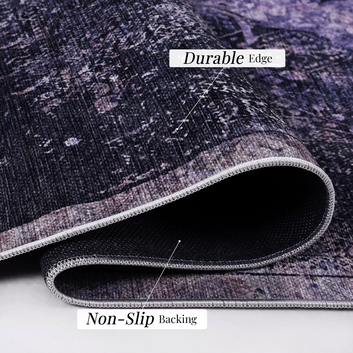 MAVAL Anthracite Washable 5x8 Area Rug
