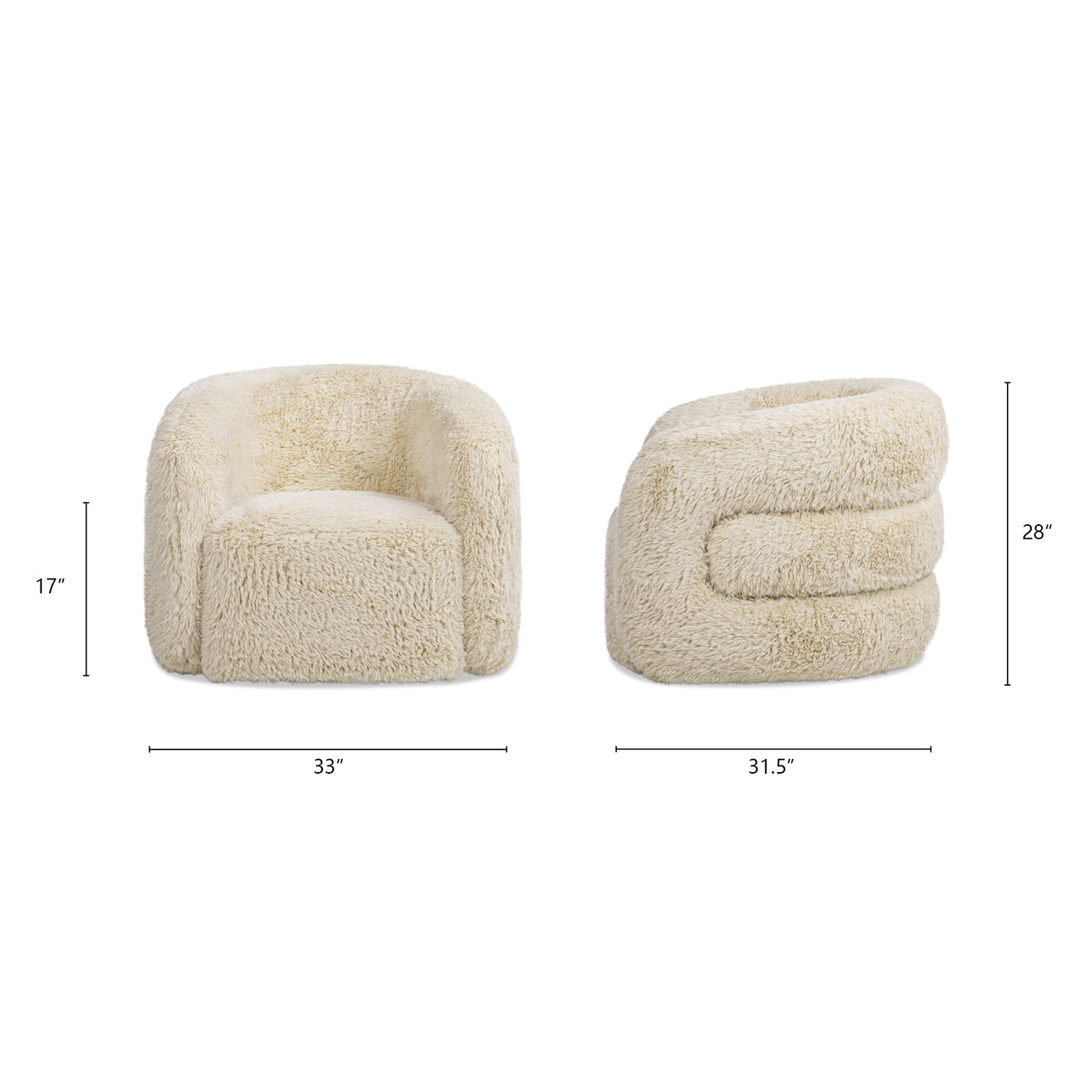 Colt 33" Fur Swivel Upholstered Barrel Accent Arm Chair