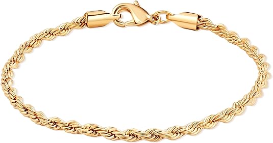 RMZ GOLD NYC 14K Gold Rope Bracelet 8'' Unisex All Ages