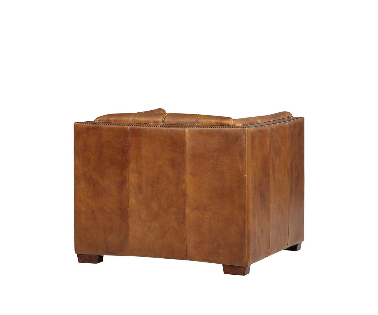 Tuxedo Leather Arm Chair - Light Brown