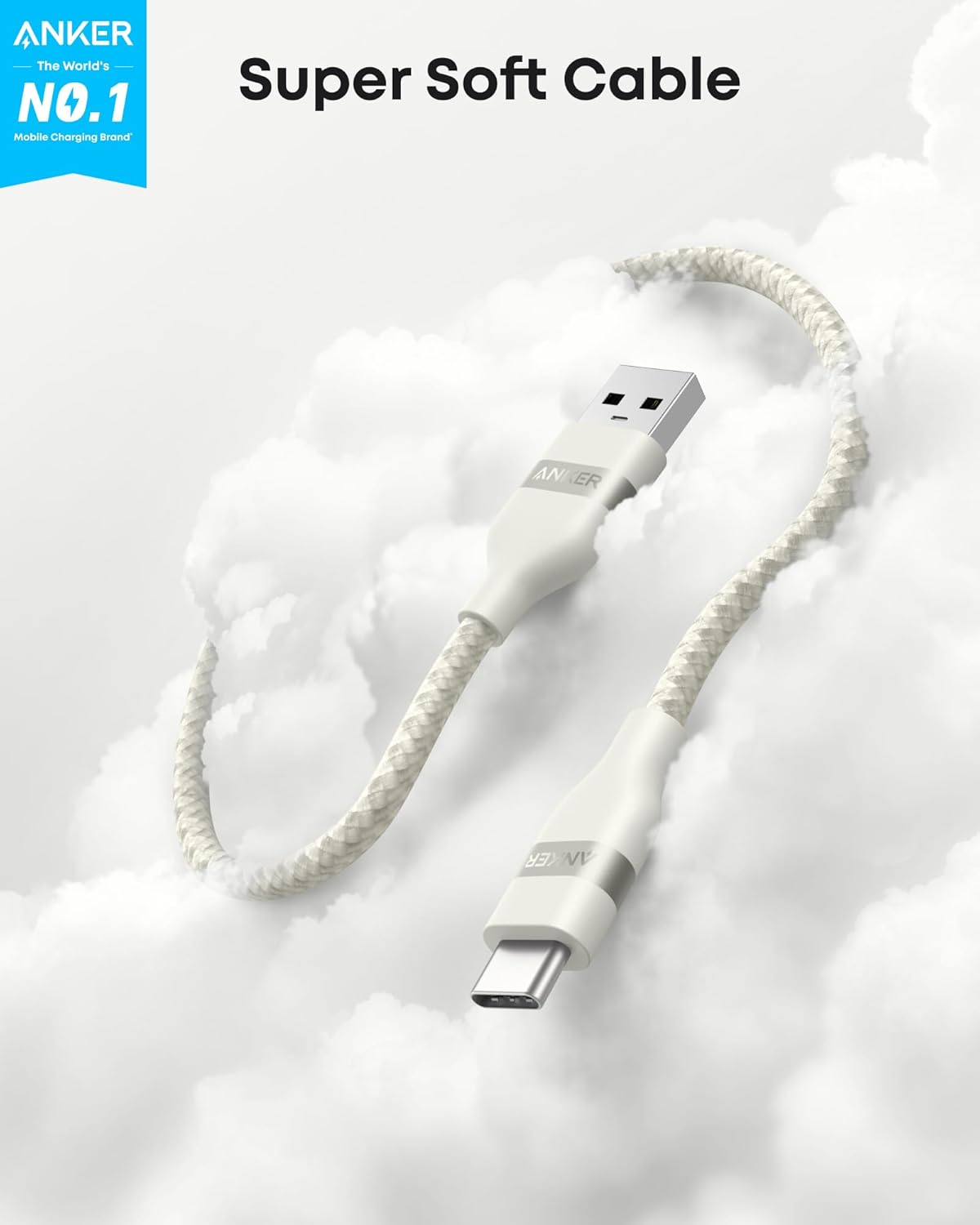 Câble Anker USB-A vers USB-C (0,9 m / 1,8 m, tressé recyclé)