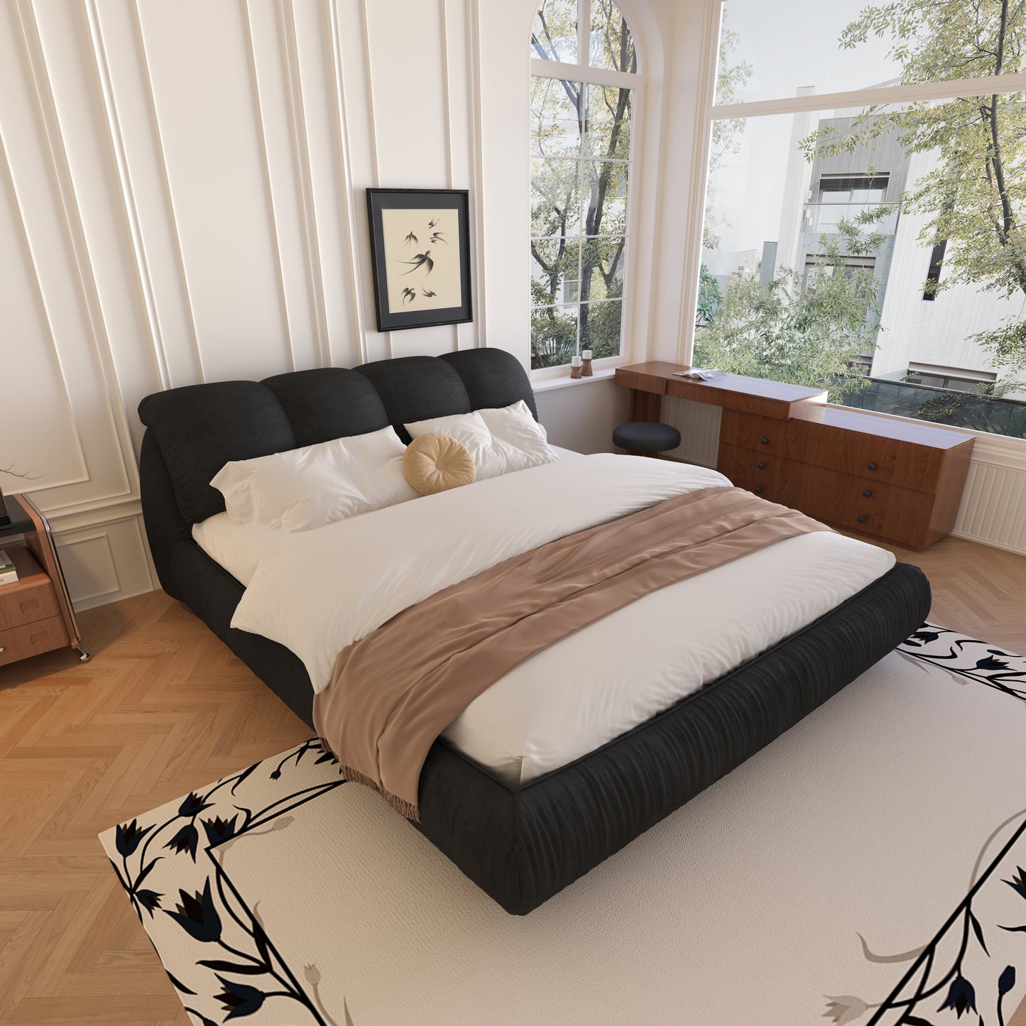 Queen Size Luxury Upholstered Platform Bed