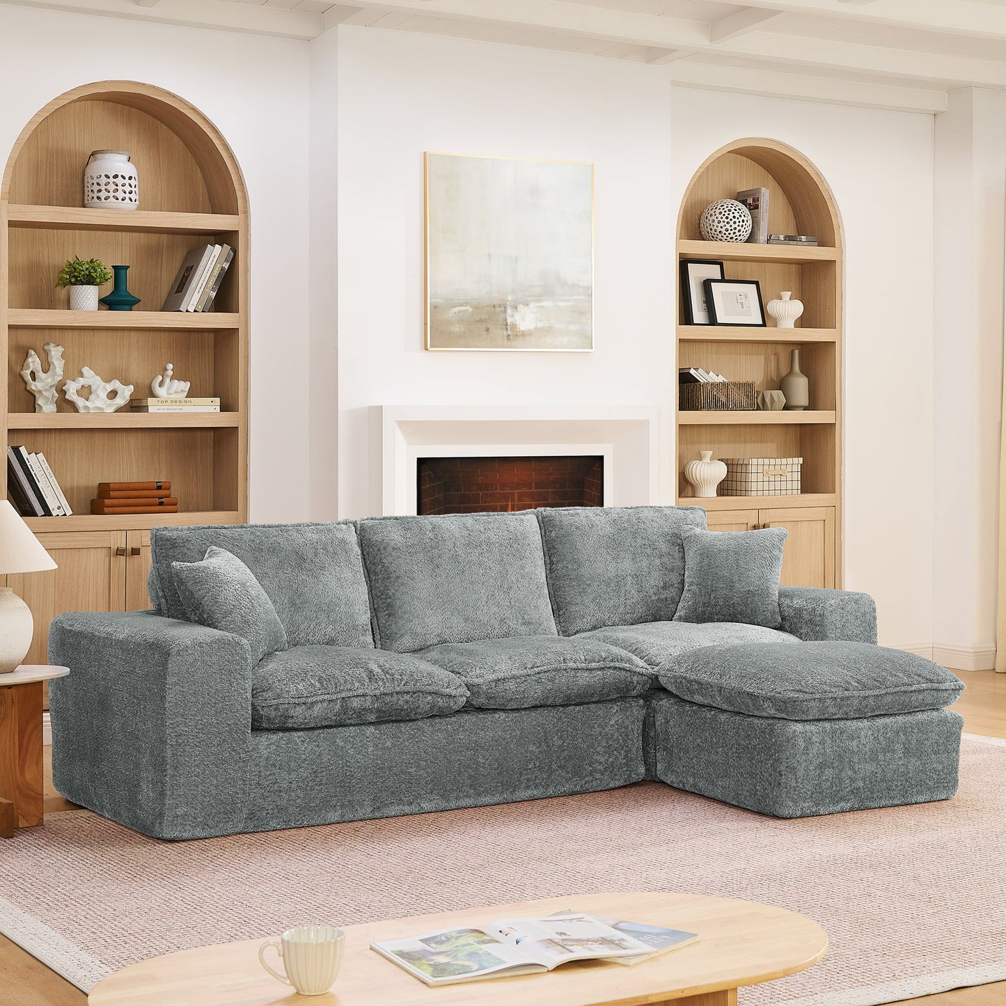 107'' Modern Boucle Sectional Sofa with Reversible Chaise