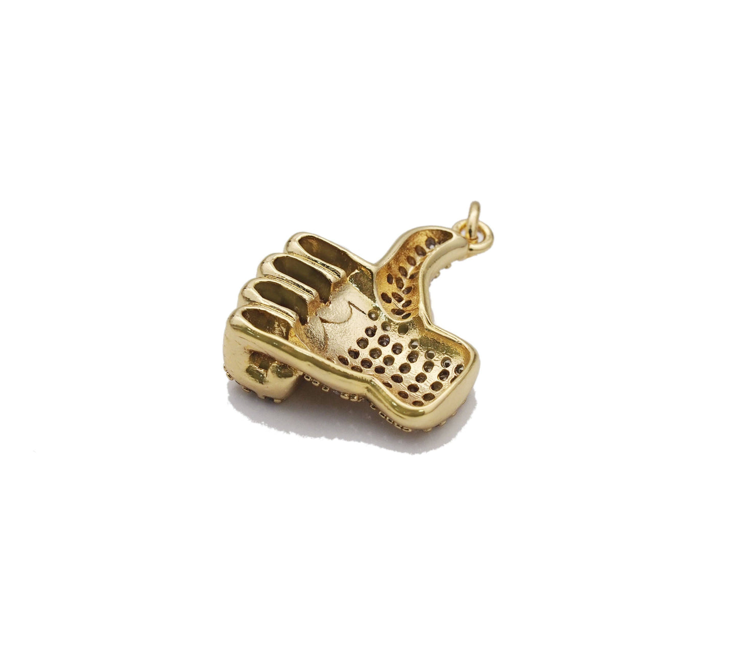 CZ Gold Thumb up Gesture Charm, Sku#LK771