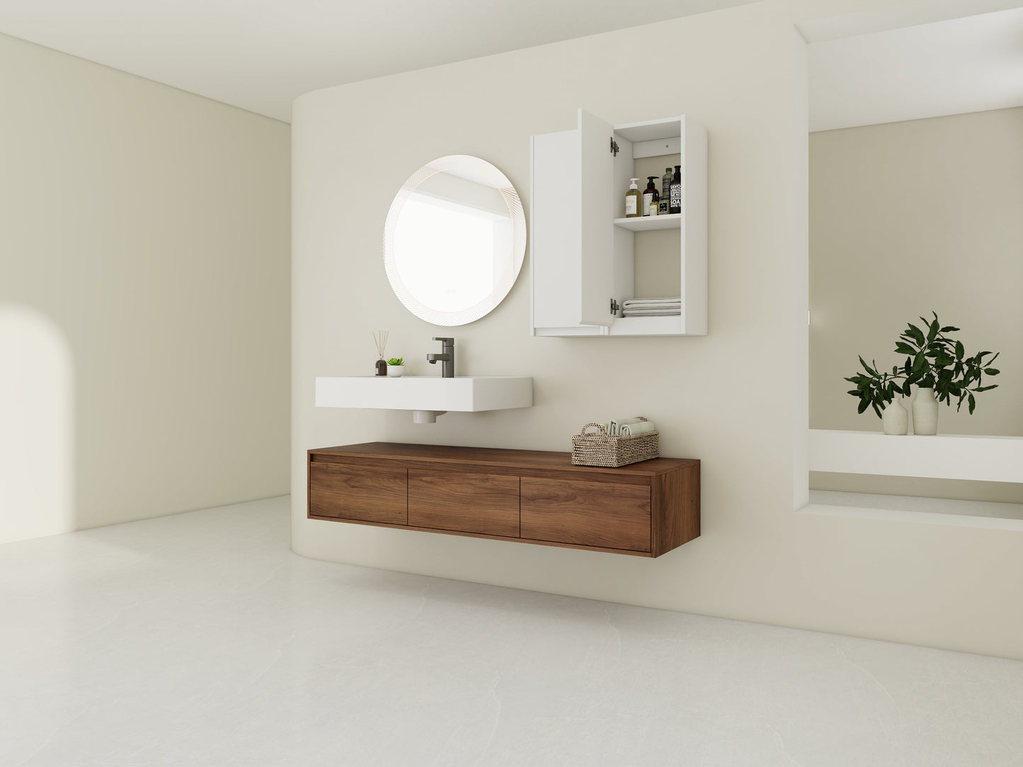 60 Inch Wall-Mounted Bathroom Vanity