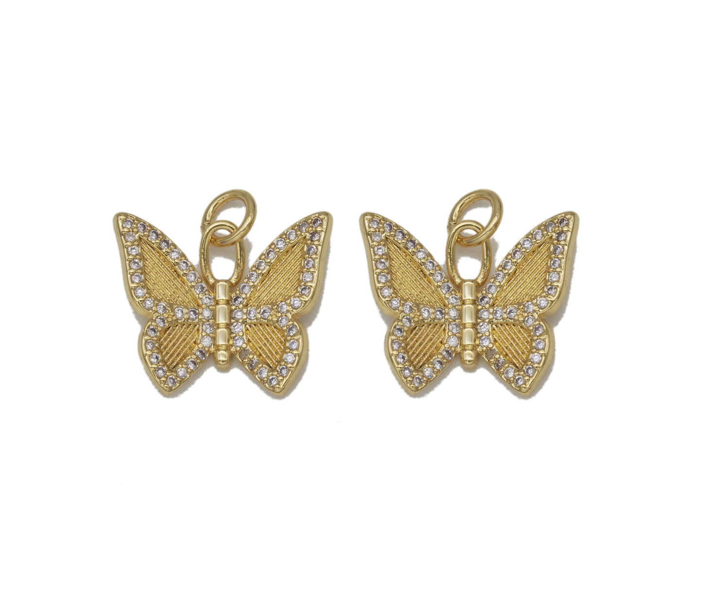Gold CZ Butterfly Charm, Sku#L700