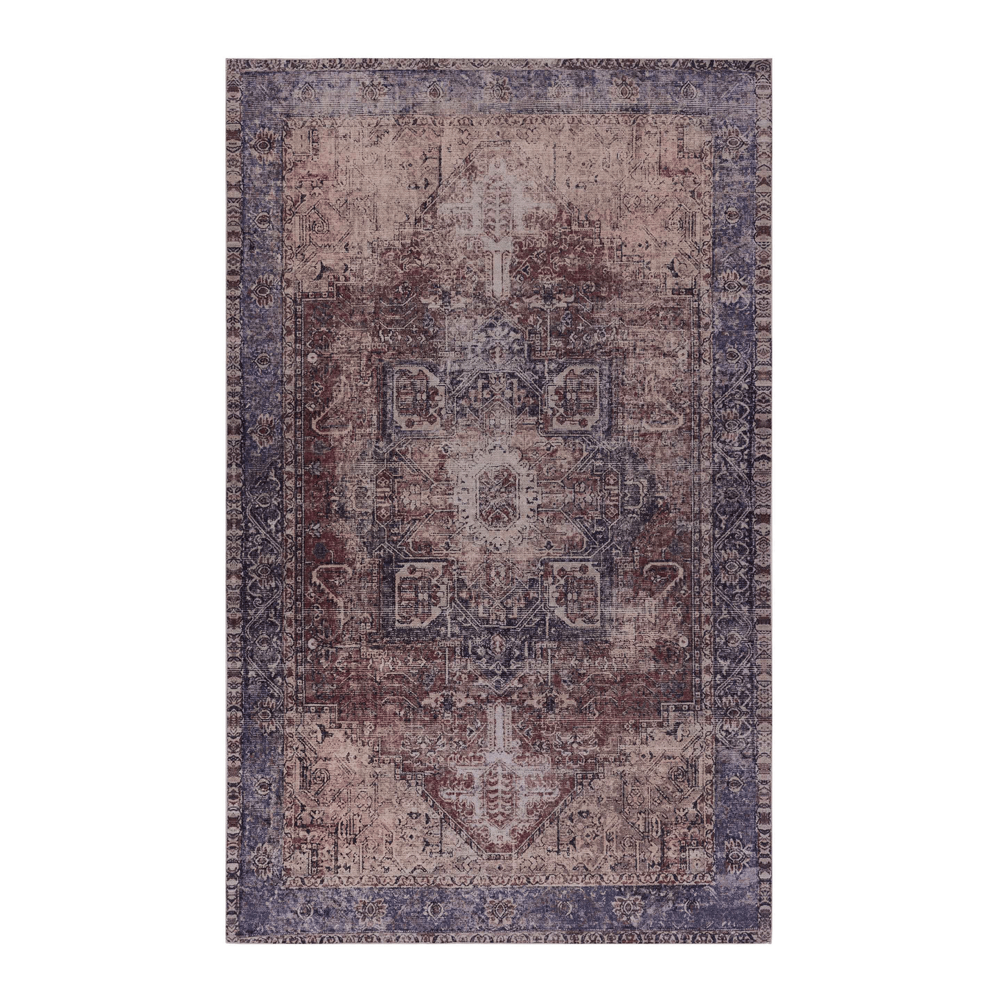 MAVAL Burgundy Washable Rug 5x8 Area Rug