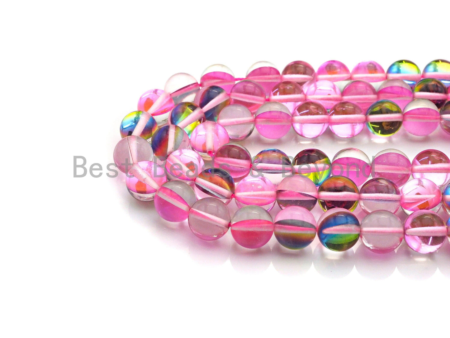 NEW Color!! Pink Spectrolite Quartz, High Quality in Round 8mm/10mm, Manmade Crystal beads, 15.5inch strand, SKU#U836
