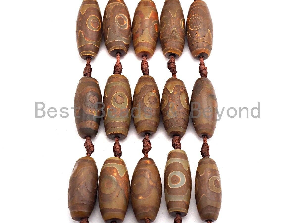 1pc/10pc Natural Tibetan Agate Barrel Beads, Brown Eye Agate beads, Barrel Agate Beads, 15x30mm,sku#U498