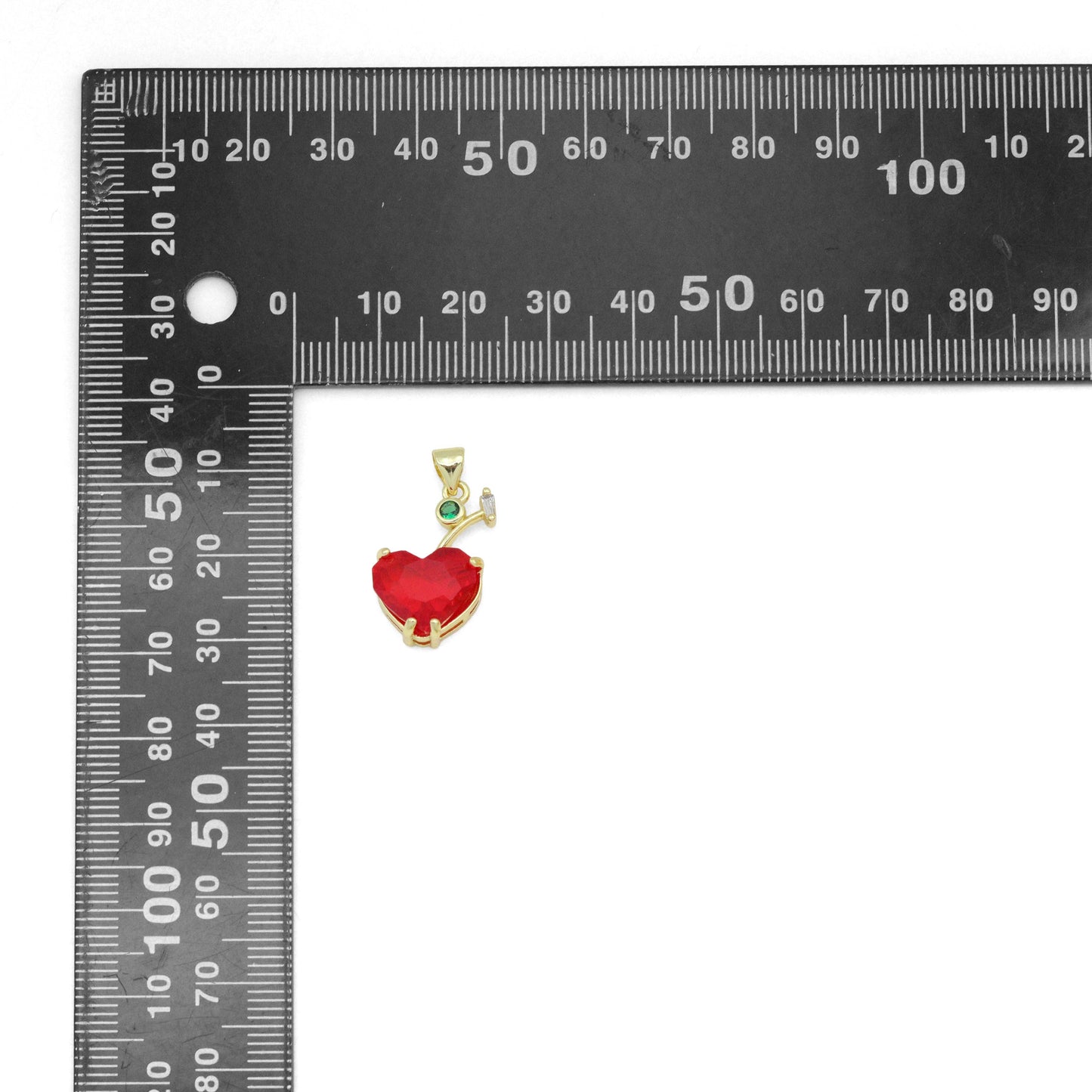 Colorful Crystal Heart Cherry Charm Pendant, Sku#LK1077