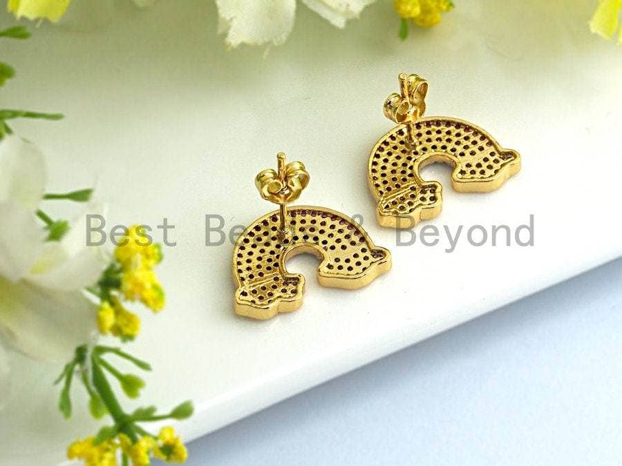 CZ Rainbow With Cloud Stud Earring, Sku#J93