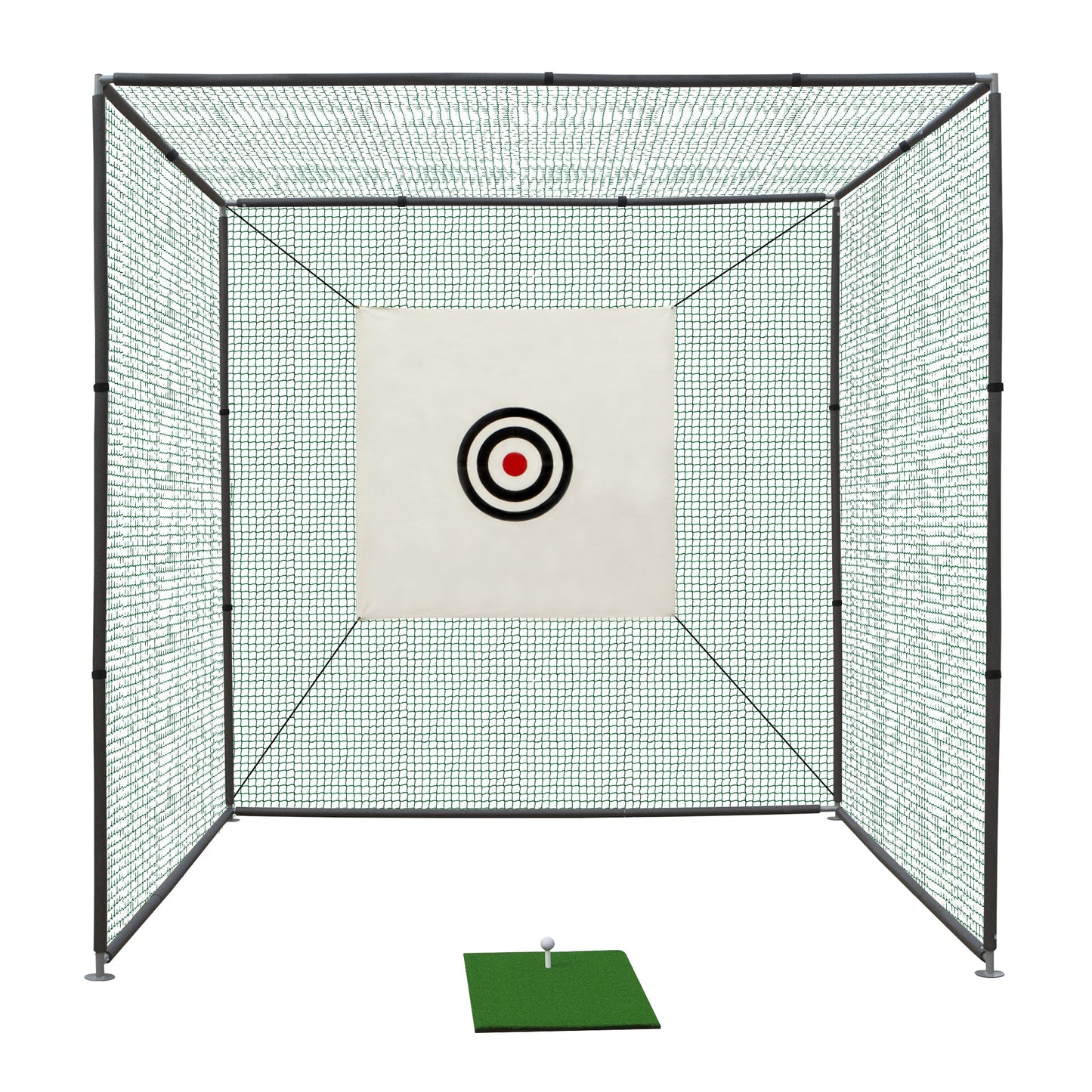 10x10x10ft Golf Practice Net Cage with Metal Frame Hitting Net Kit