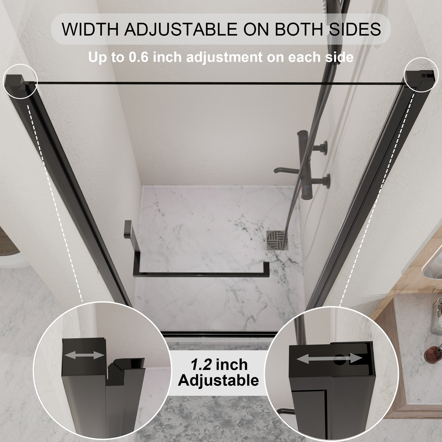 28"-29.2'' x 72" Semi-Frameless Pivot Shower Door