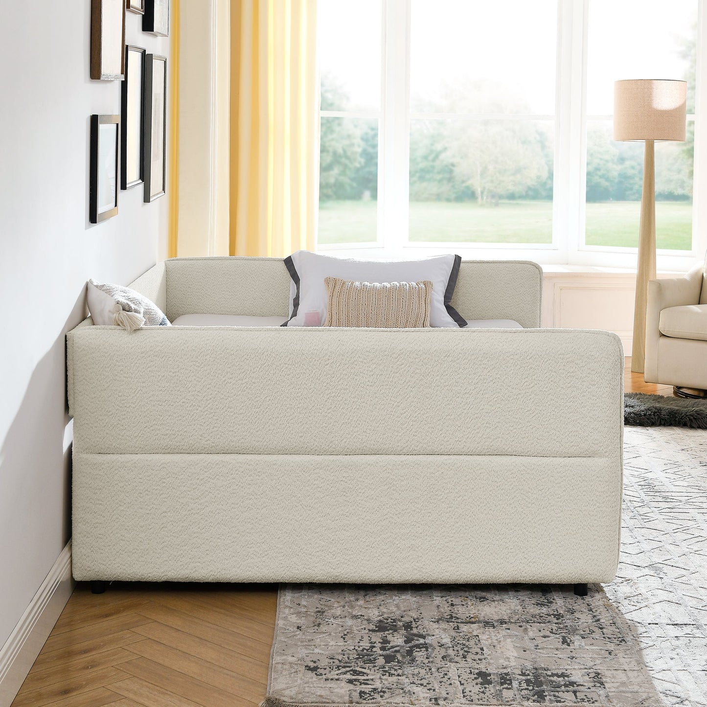 Daybed with Trundle Upholstered Tufted Sofa Bed