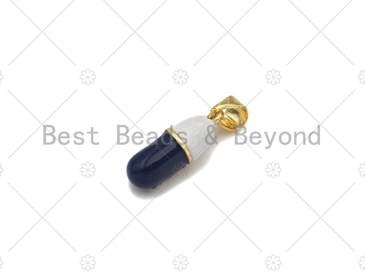 Enamel Colorful Pill Shape Pendant Charm,Lucky Word Pink Turquoise Black Cobalt RedEnamel Jewelry,6x17mm,Sku#LK283