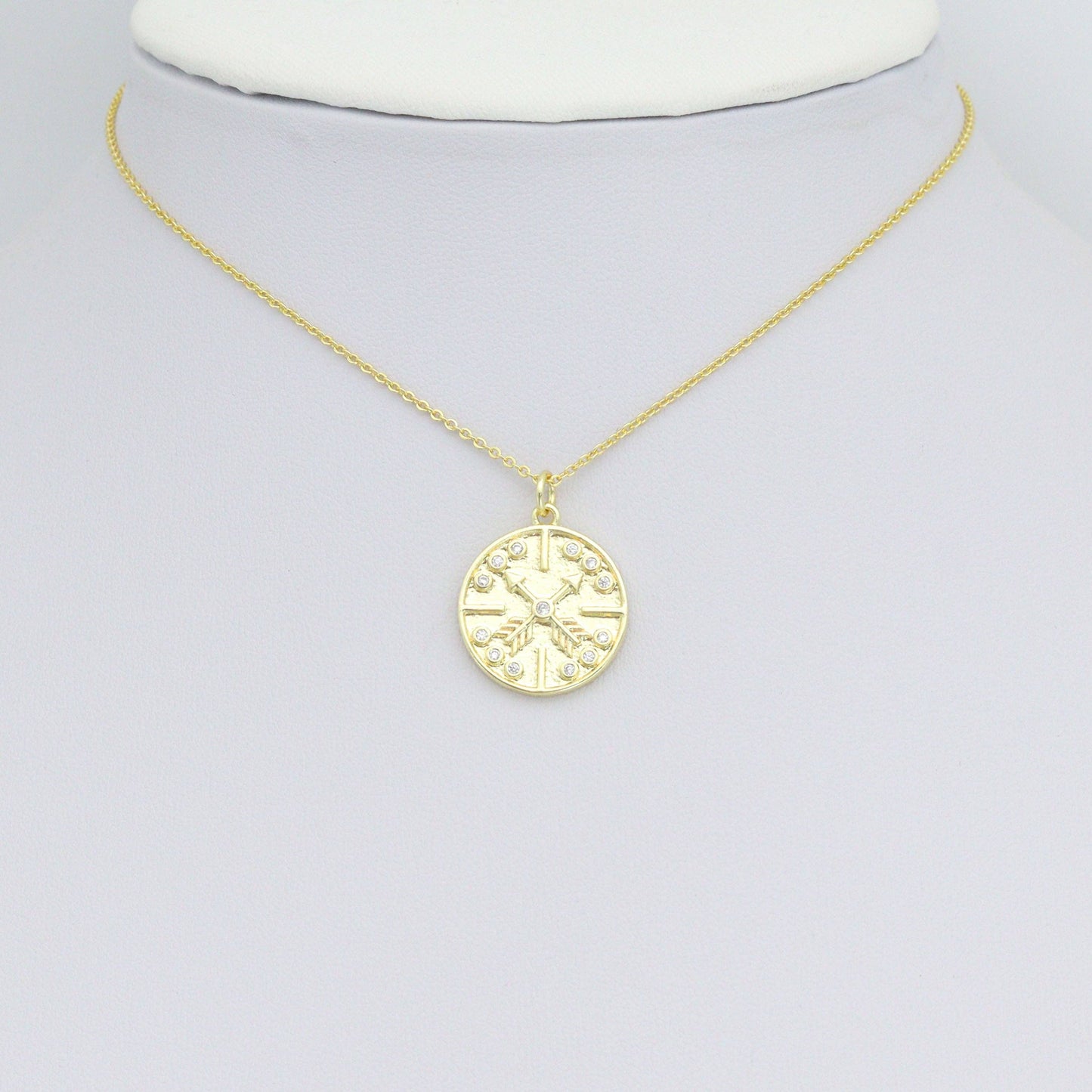 Gold Silver Arrows On Round Coin Charm Pendant, Sku#L724