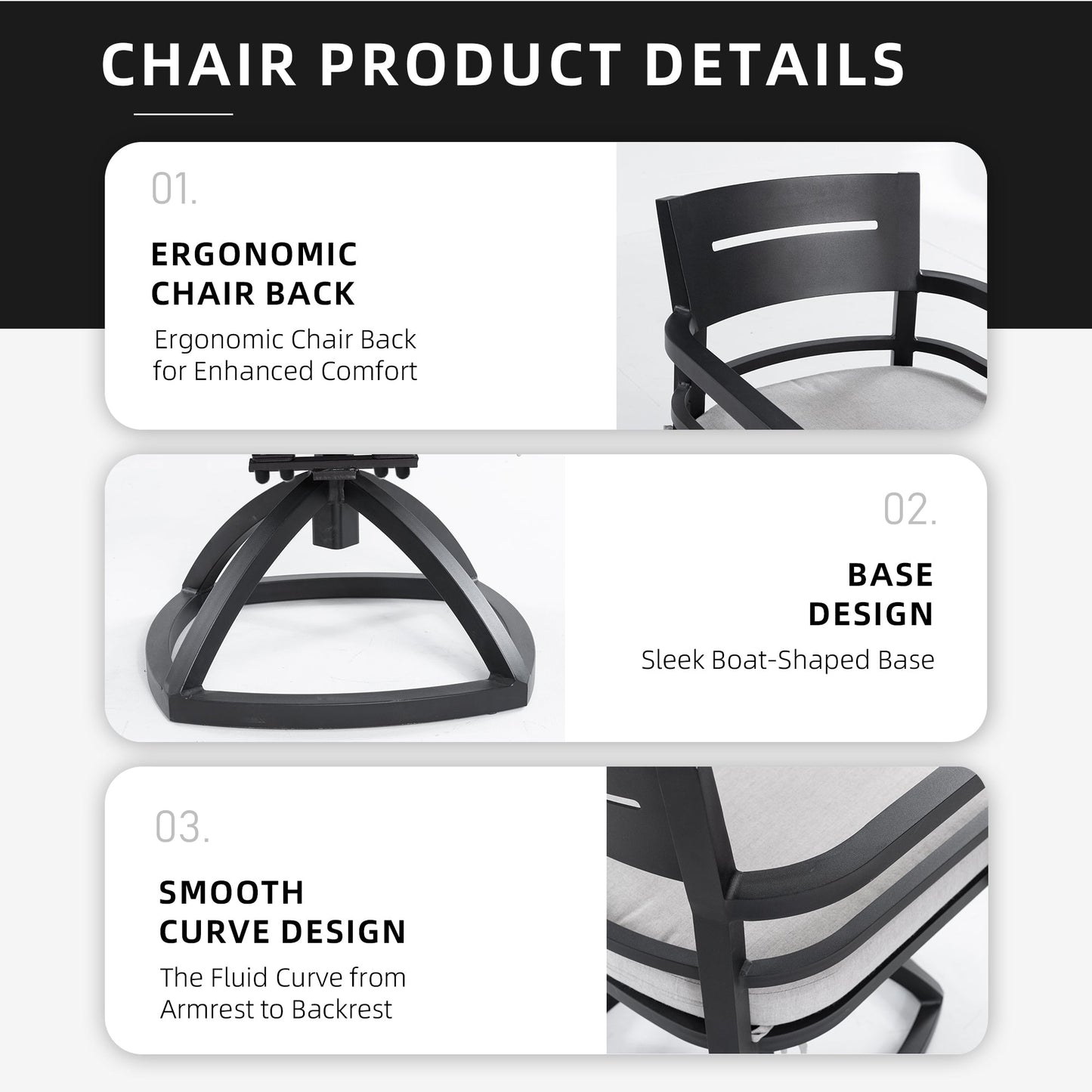 Outdoor Patio Aluminum Swivel Rocker 2PCS with Outdoor-grade Sunbrella Fabric Cushions, Ember