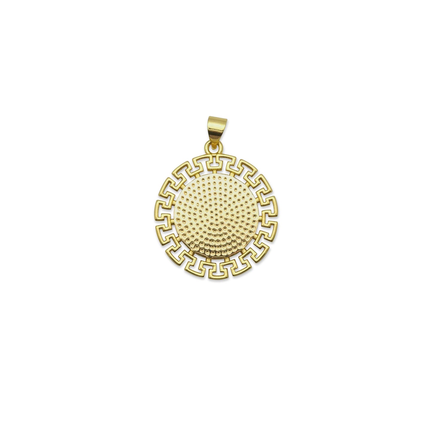 Gold Round Mop Pearl Religous Charm, Sku#LX240