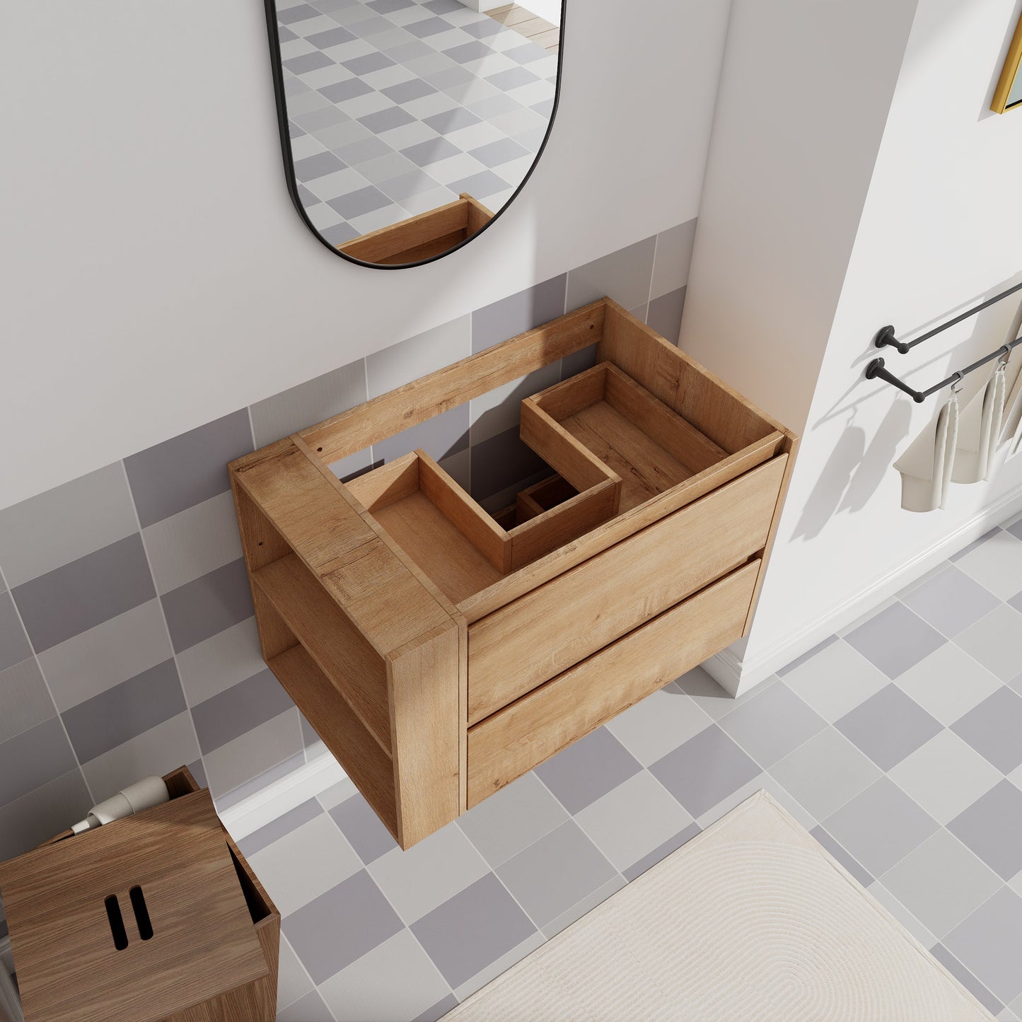 30" Wall Mounting Bathroom Vanity, Soft Close Drawer