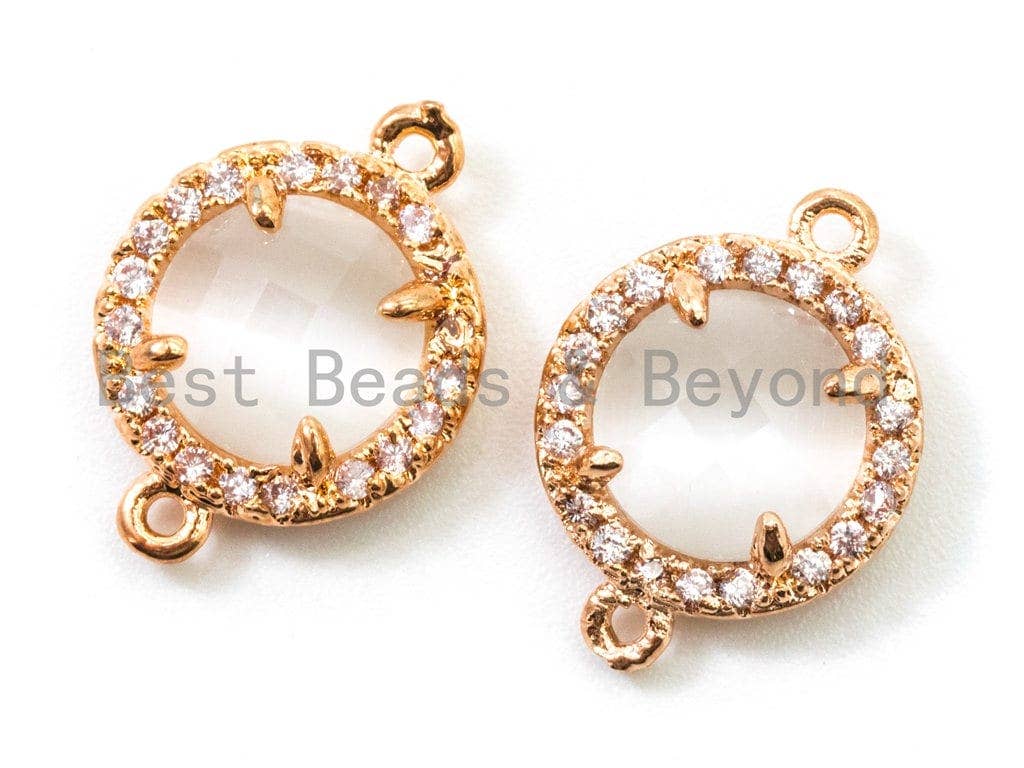 Round Bezel Connector with Faceted Cat's Eye Stone, 12x15mm, sku#A75