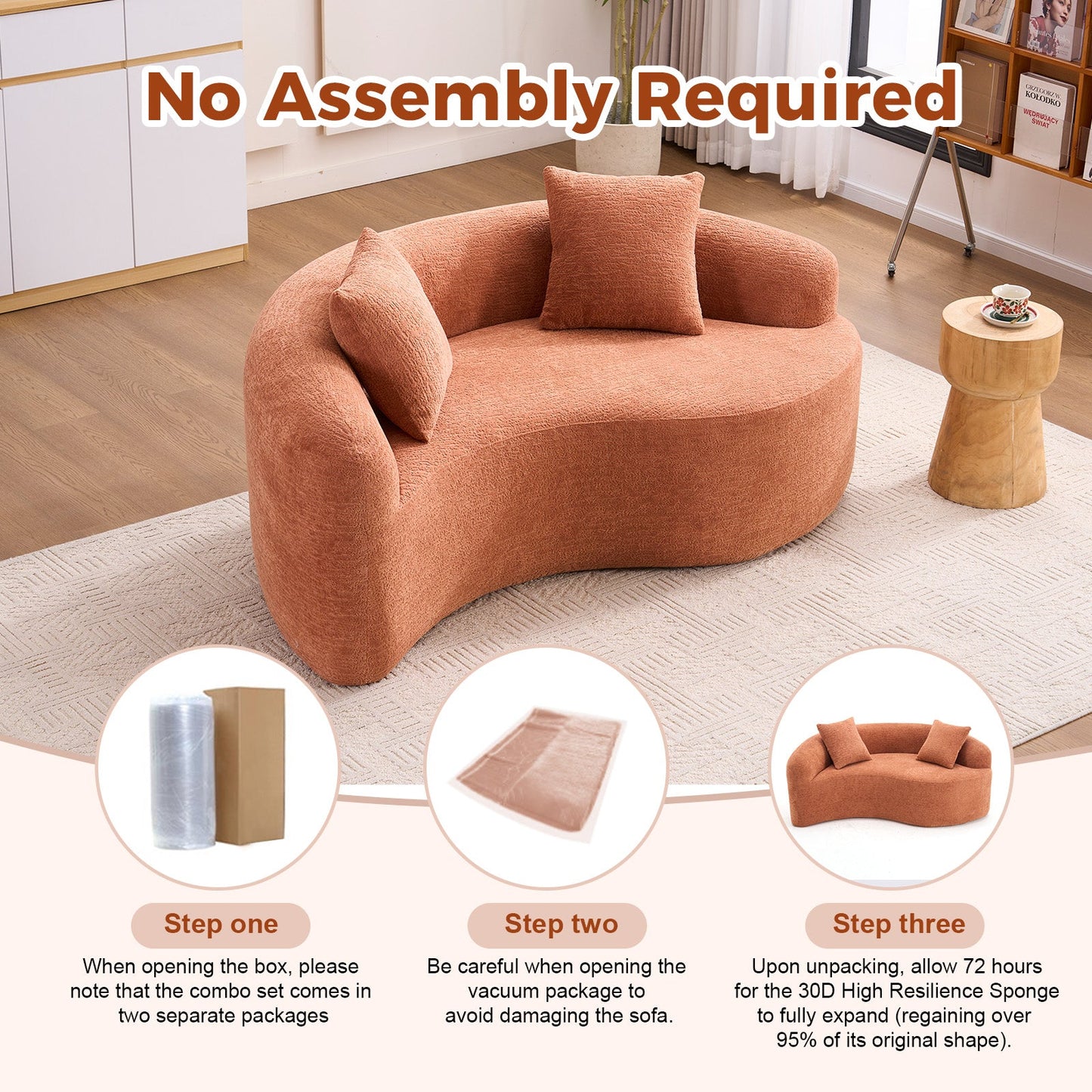 LY-042 S-Curved Chenille Sectional Sofa
